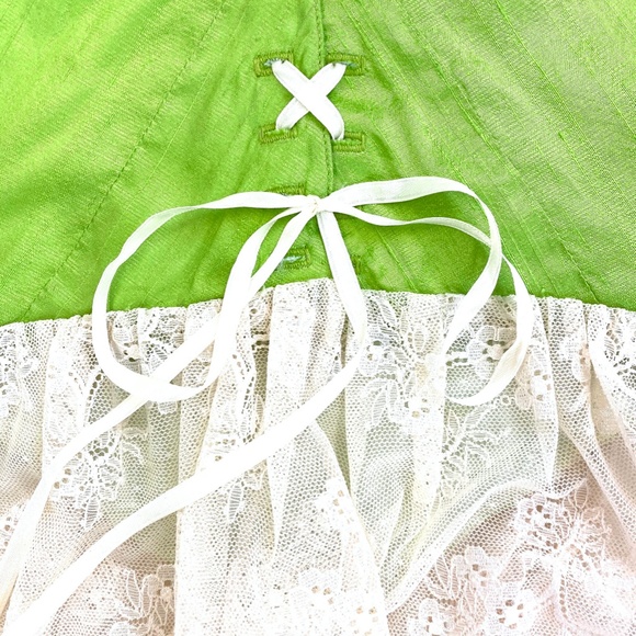 DO YOU LARP? Apple Green Silk Camisole with Lace - Picture 7 of 8